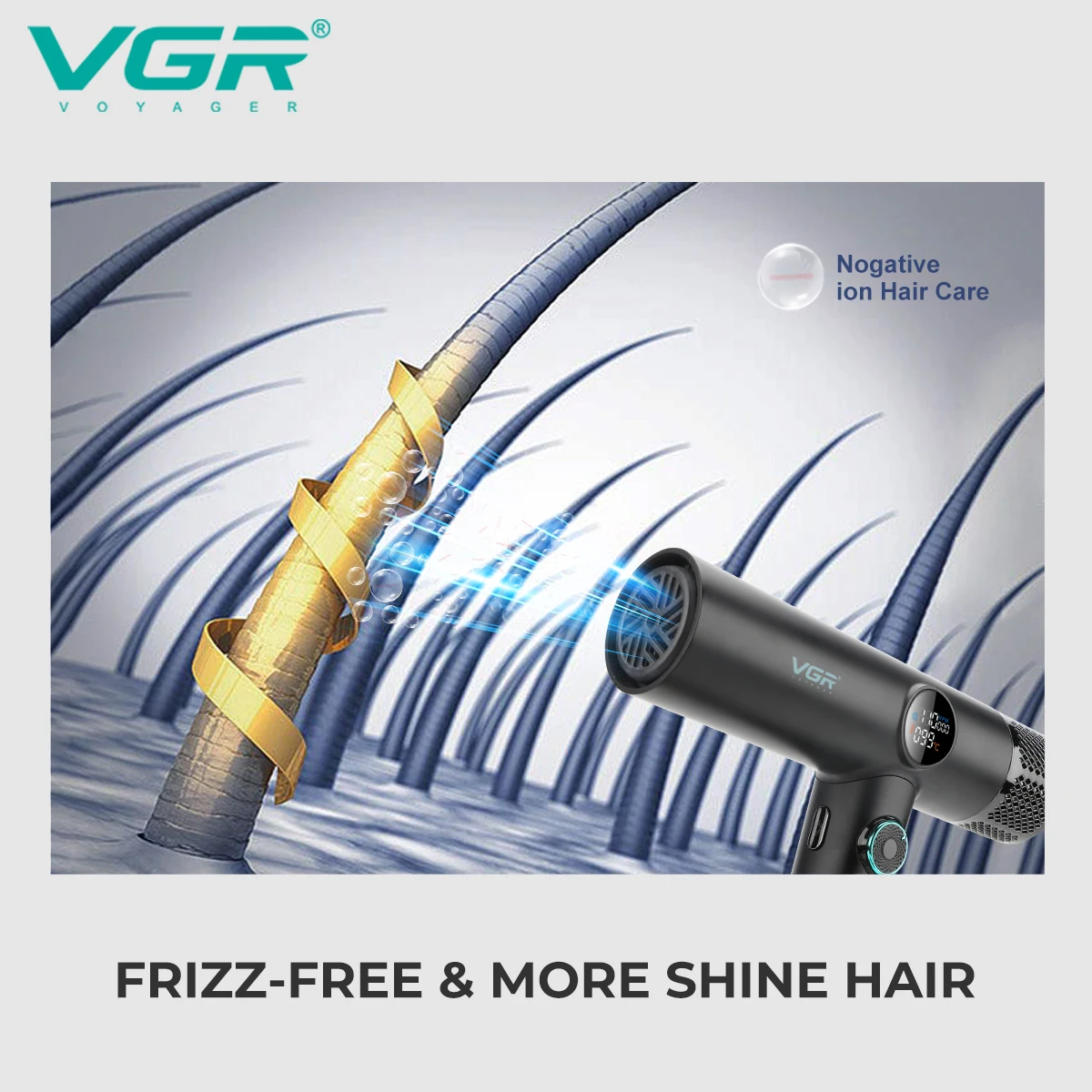 VGR Hair Dryer Professional BLDC Motor Barber Hair Dryer Machine 110000 RPM Powerful Negative Ion Hair Styling Salon Dryer V-401