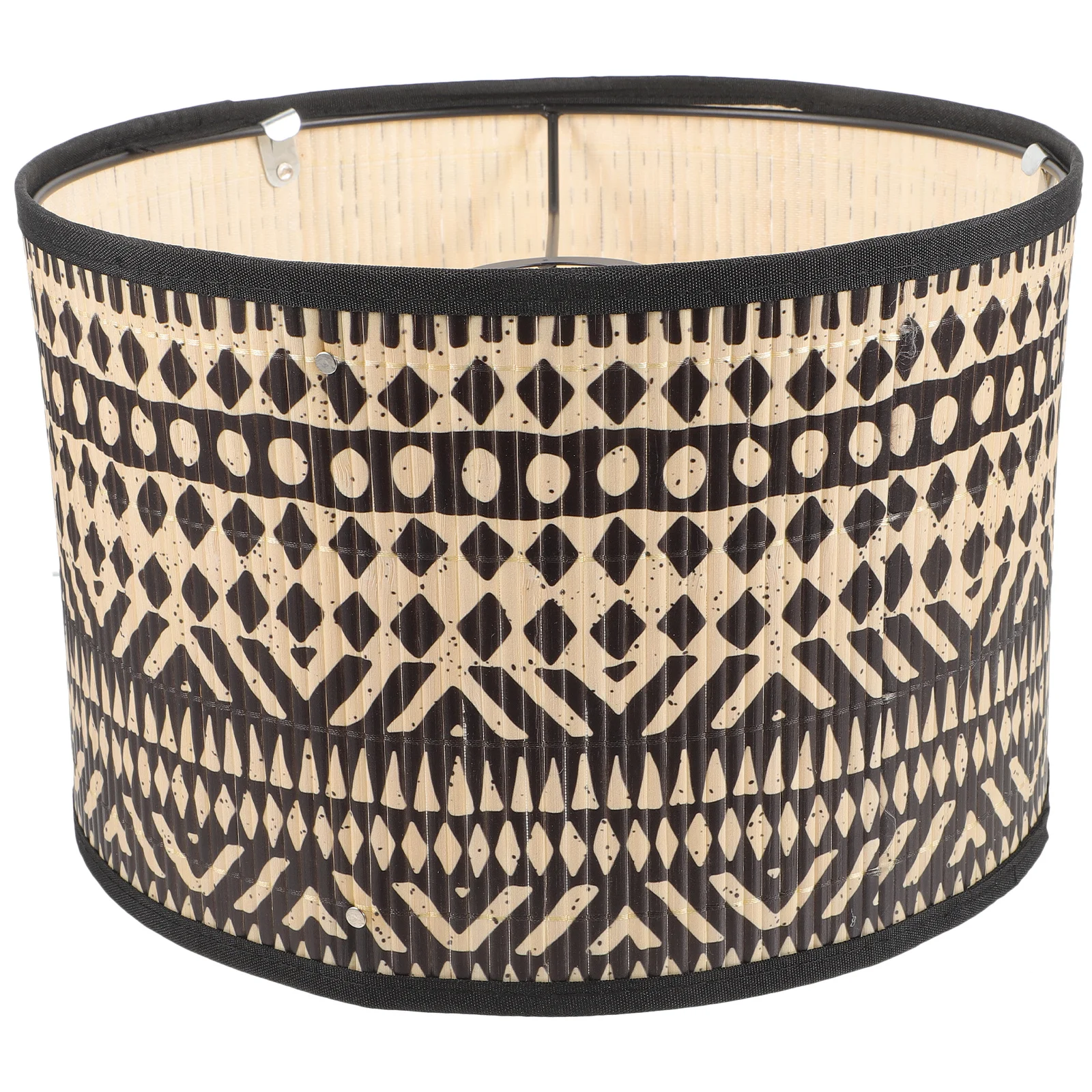 غطاء مصباح من الخيزران بتصميم طبل مطبوع عتيق تجريدي لاستبدال عصري كبير وفريد من نوعه #5