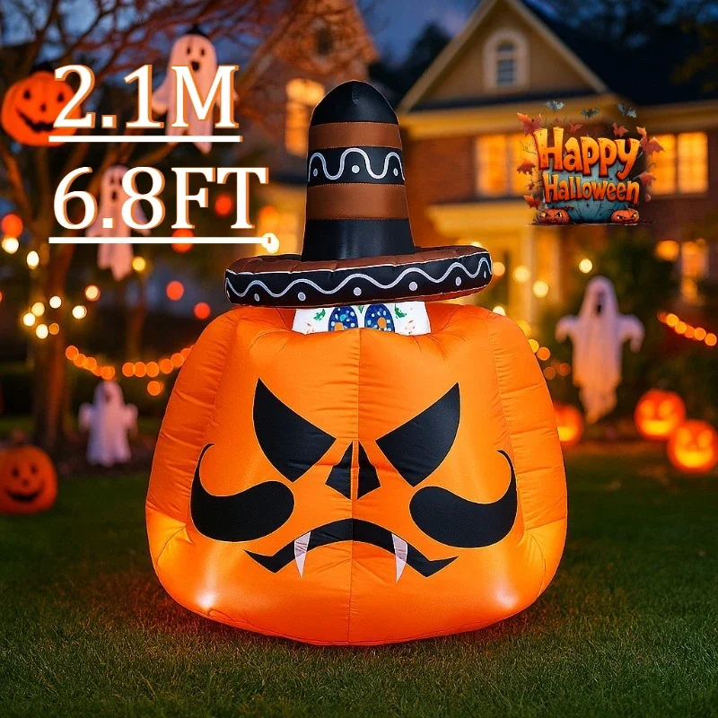 

6,8 футов вечерние и праздничные украшения «сделай сам», надувные игрушки на Хэллоуин, сомбреро, тыква, надувной уличный газон, сад, декор для патио