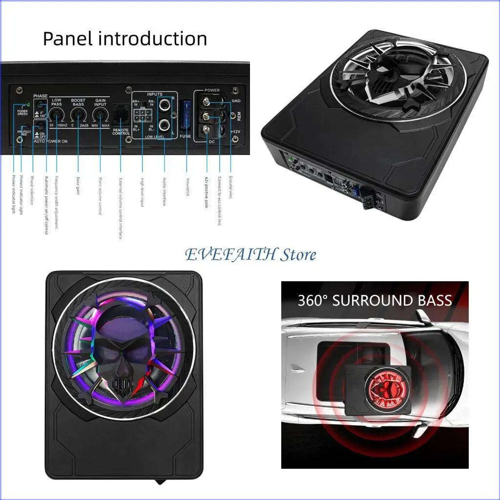 

124B Organ Of Sight Catching Skull Pattern 10" Car Subwoofer Fierce Low Response Simple Installation