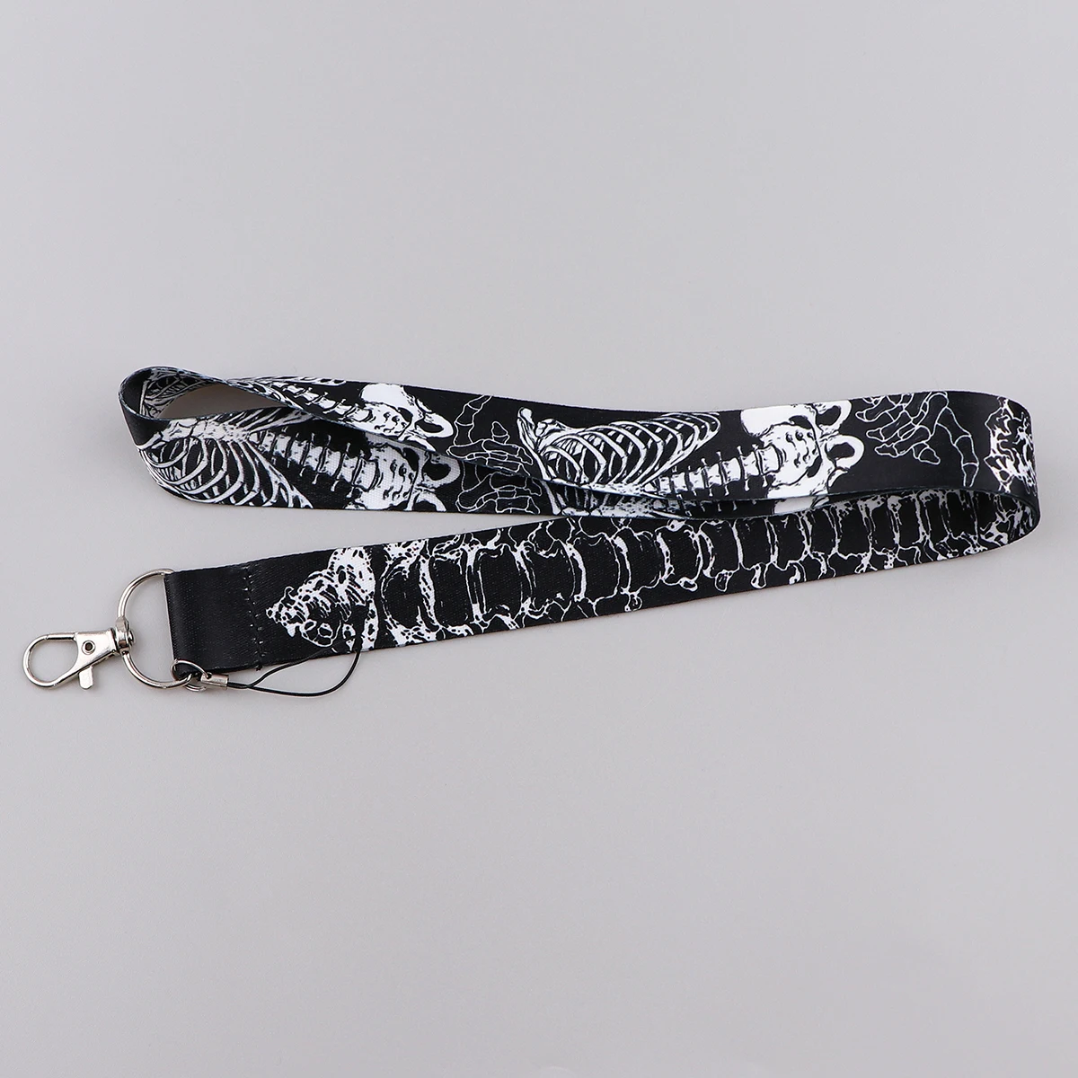 Bone Skeleton Lanyard Card Holder for key ID Card Cell Phone Straps Black and White Badge Holder DIY Hanging Rope Accessories