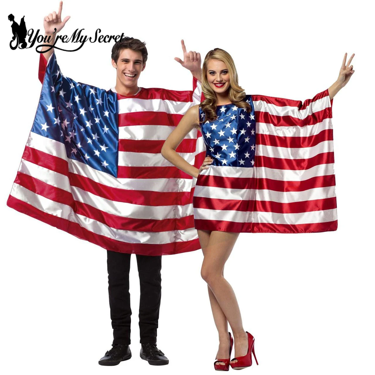 Funny Unisex Adult Carnival American flag Cloak Cosplay Costume Independence Day National World Flag Fancy Dress