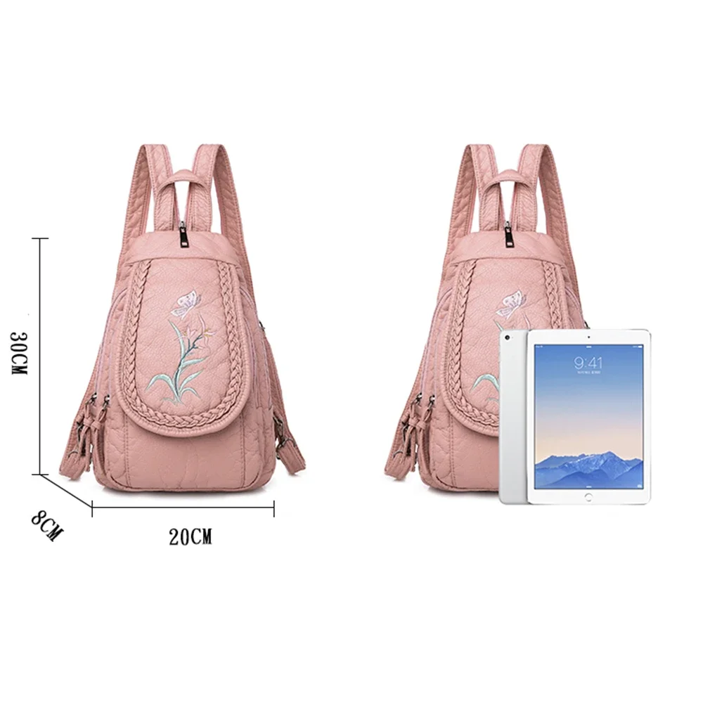 Women\'s Backpack Ladies Small Backpack For Teenage Girl Bagpack Soft Washed Leather Chest Bags for Women 2024 Mochila Feminina