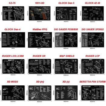 Tactische Pistoolreiniging Rubberen Mat Muismat Voor Pistool Hk Usp 1911-3d Glock CZ-75 Sig Saure P220 P226 P229 P365 M92