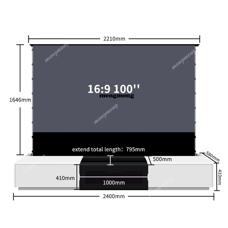 X188 120'' Black Smart Laser TV Cabinet +UST ALR Projector Screen Motorized Floor Rising Screen for Ultra Short Throw Laser Proj view 5