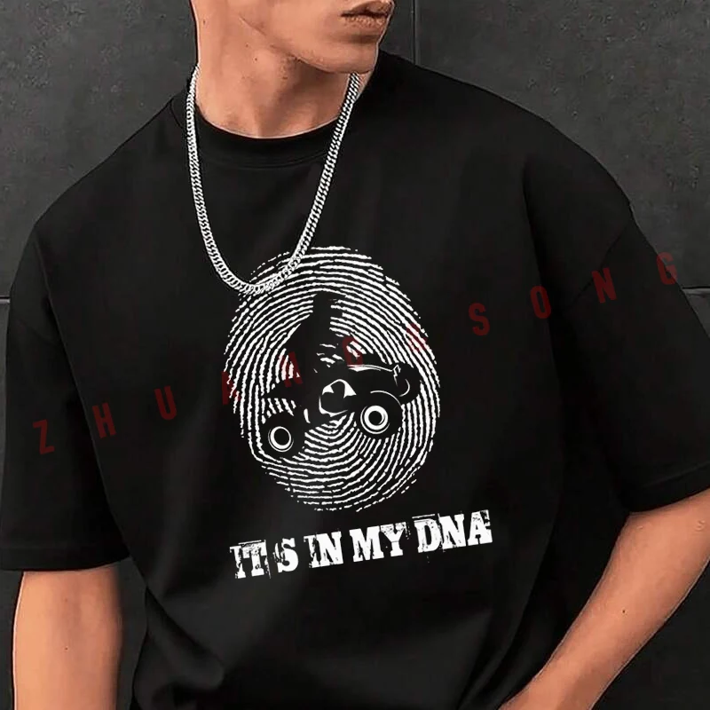 

Motorcycle Quad Its In My DNA Men's Print T-Shirt Fashionable Casual Street Style Suitable For Travel And Sports Tshirt Tee