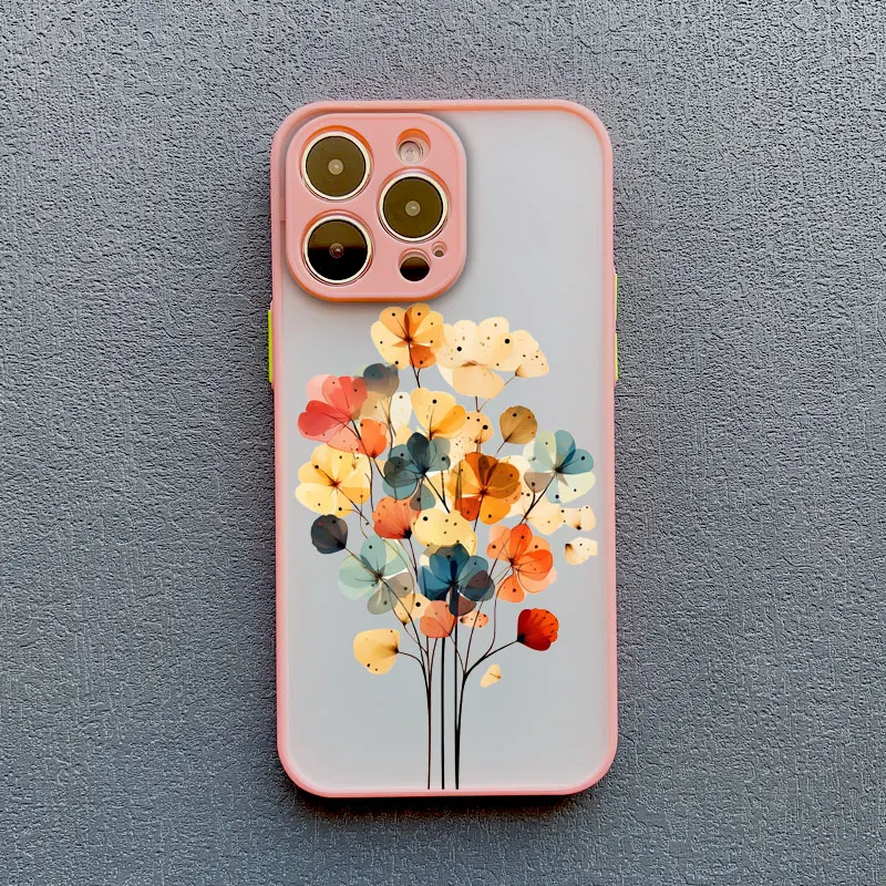 Tinte Waschen Malerei Blume Telefon Fall für iPhone 17 16 14 13 12 11 Pro Max X XS XR 16 15 14 Plus 12 13 Mini Stoßfest Zurück Abdeckung – Detail 2