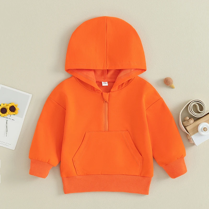 

BeQeuewll Kids Baby Boys Girls Sweatshirt Solid Color Long Sleeve Hoodie Pullovers Autumn Tops for Toddler Cute Fall Clothes