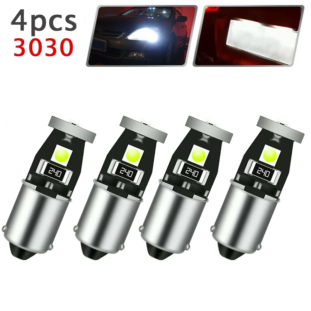 

4x BA9S T11 T4W 3030 LED Car Light White/Ice Blue Auto Automobiles License Plate Lamp Dome Read Side Lamp DRL Bulb 12V