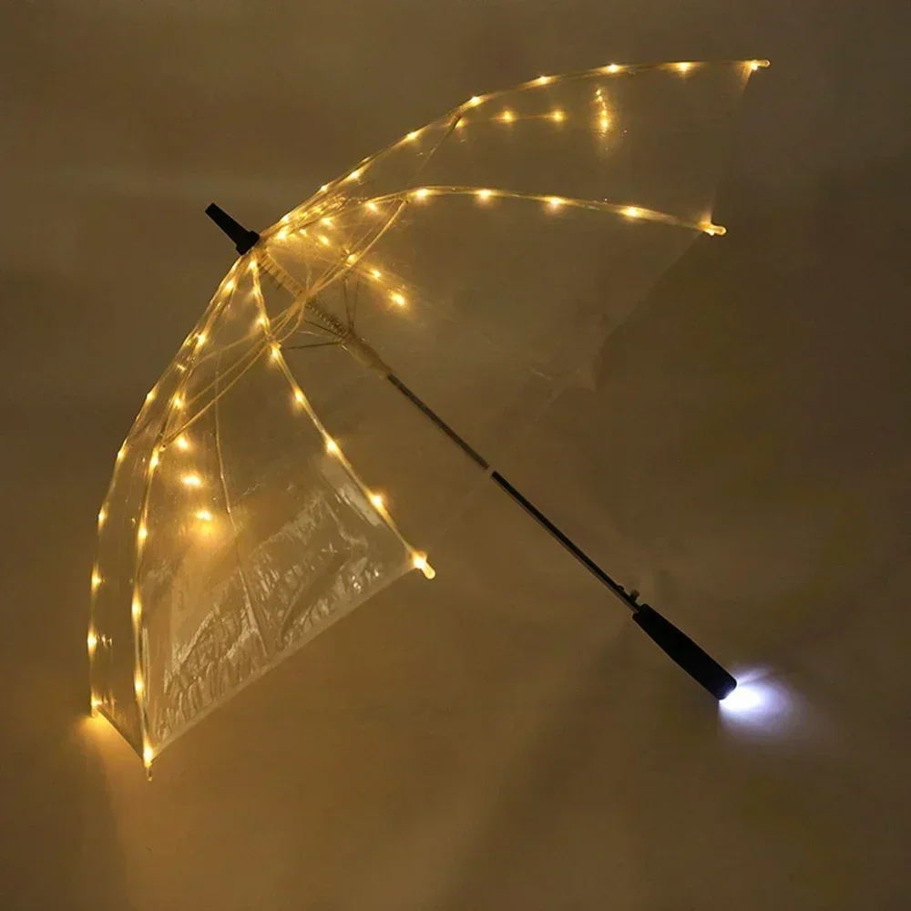 NEW LED Luminous Transparent Umbrella Fashion Personality Location Shooting Umbrella Performance Props Umbrella Boys Girls Gift