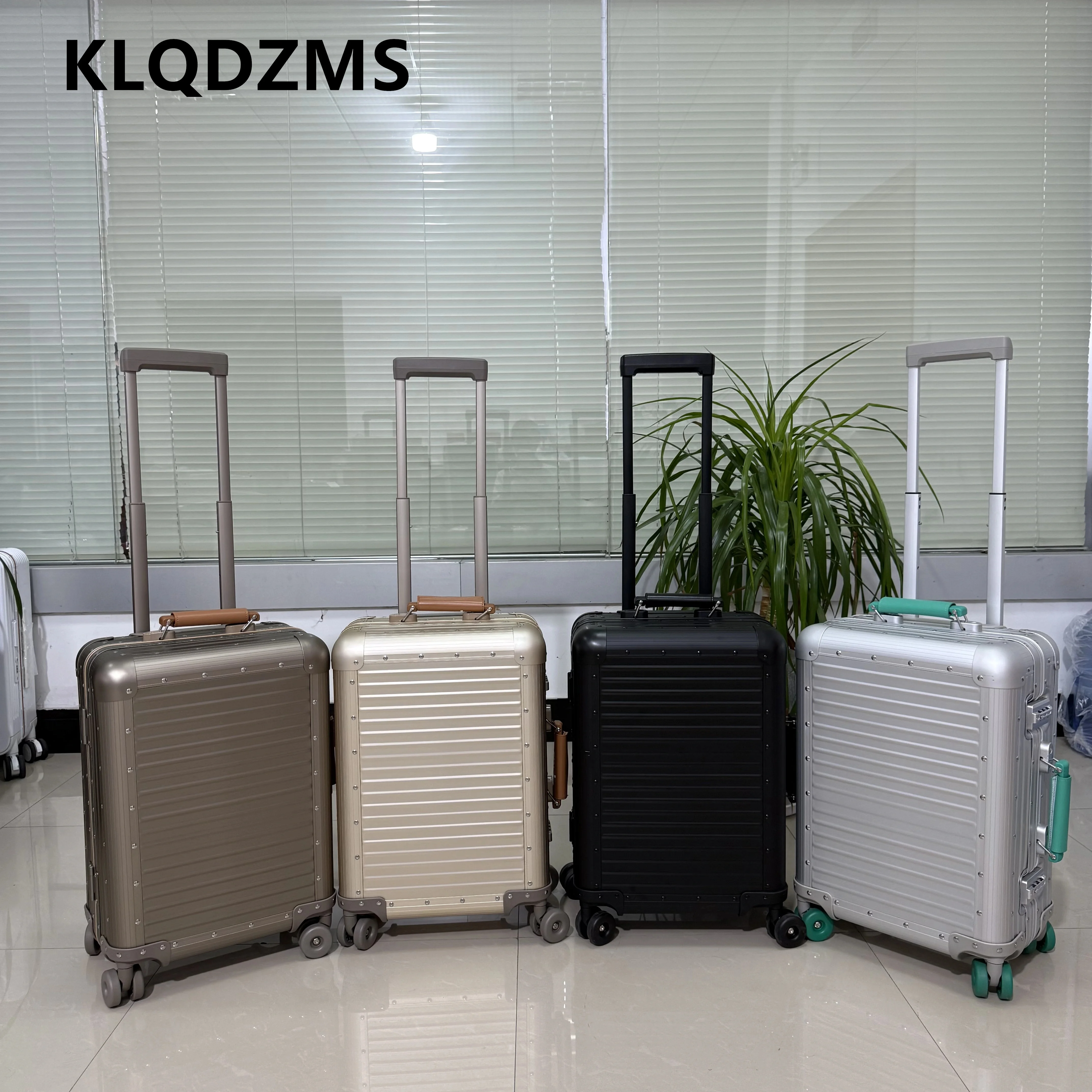 

KLQDZMS High Quality Suitcase All Aluminum Magnesium Alloy Boarding Box Men's Business Trolley Case 20"24 Inch Cabin Luggage