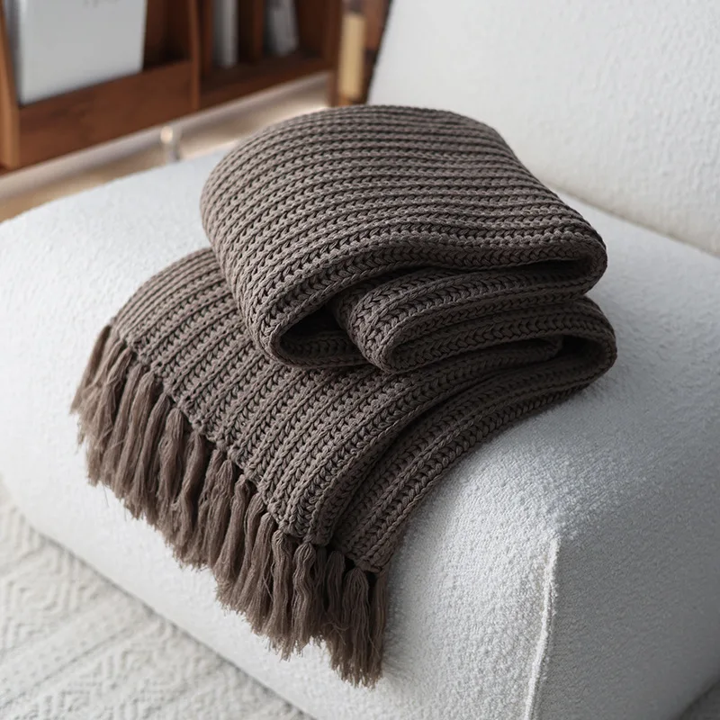 Solid Color Thickened Towel Bed Tail Towel Sofa Casual Decorative Cover Blanket New Cross-border Daifa Spot Woven Blanket