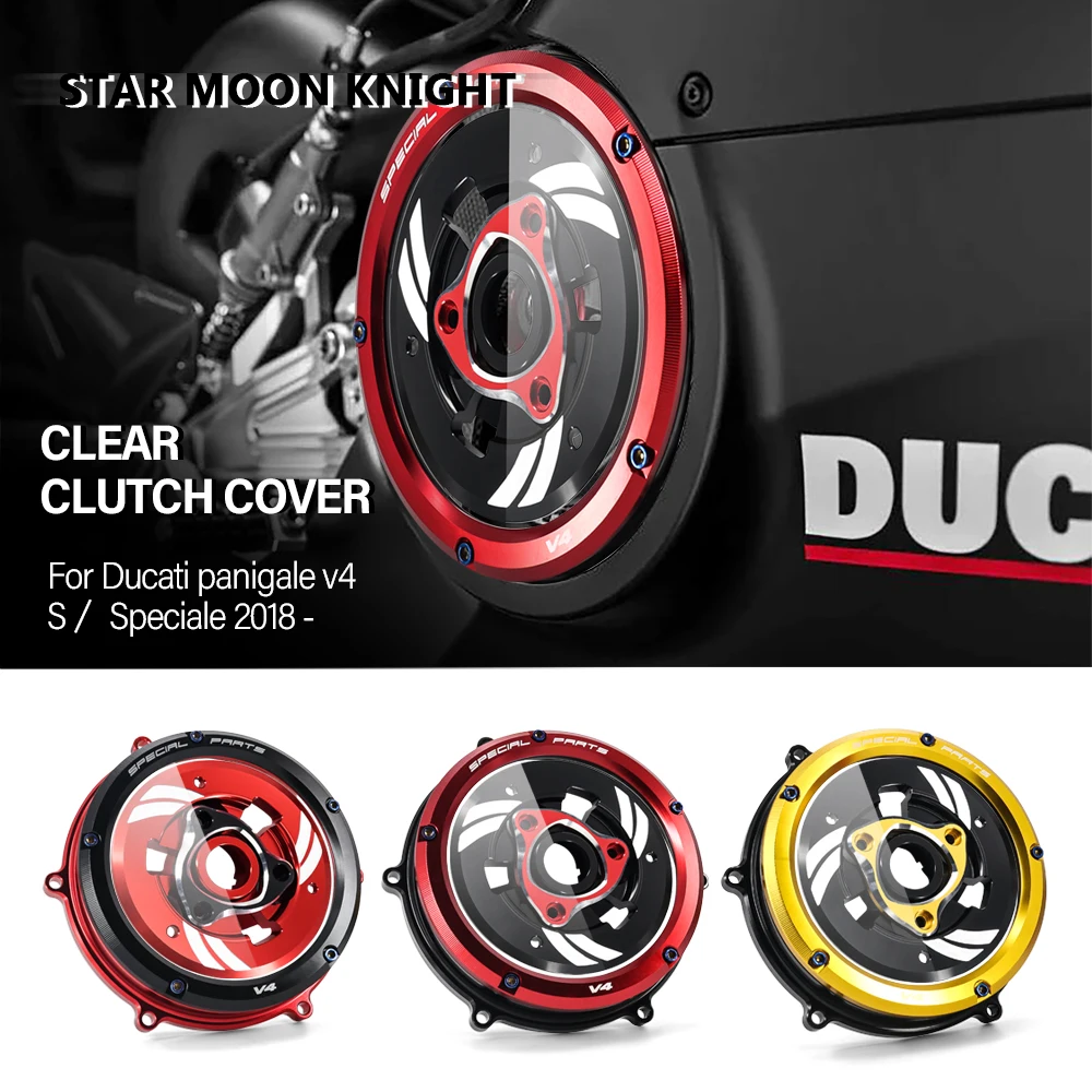 

Clear Clutch Cover Engine Racing Spring Retainer R Protector Guard for Ducati Panigale V4 V4s V4 speciale 18-2021 Pressure Plate