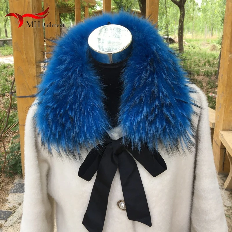 

Winter 100% Real Natural Raccoon Fur Collar Women Fashion Coat Scarves Luxury Raccoon Fur Scarfs Neck Warmer Square Neck Shawl