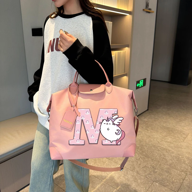 Pusheen Travel Bags Anime Fat Cats Printed Letter Carry on Luggage Women Men Shoulder Bags Kawaii Large Capacity Handbags Gift