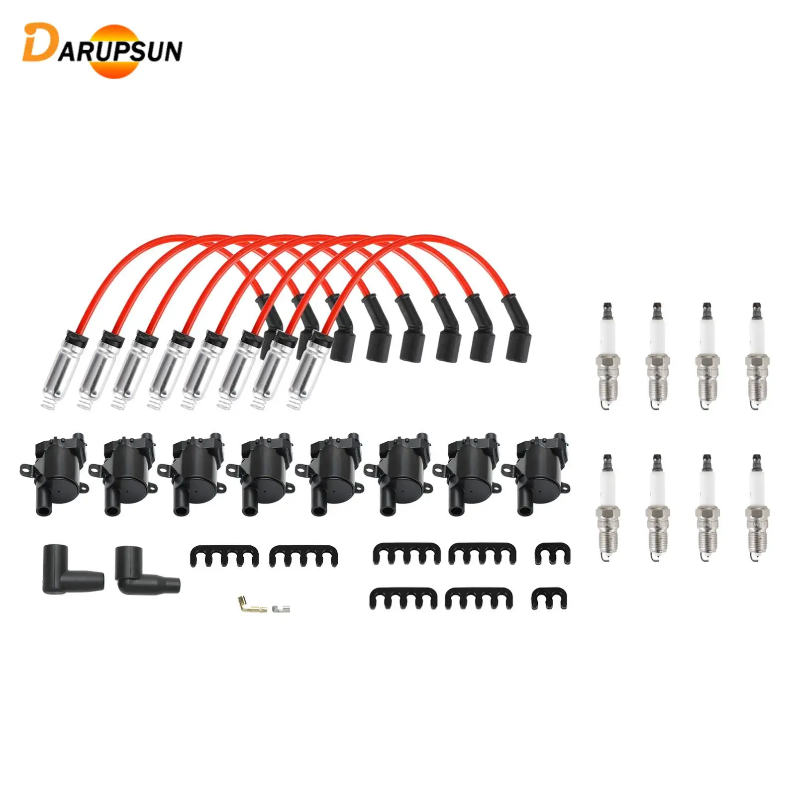 

DARUPSUN 8Pack Ignition Coil+Spark Plug+Wires Set UF262 For Chevy Silverado 1500 2500 GMC