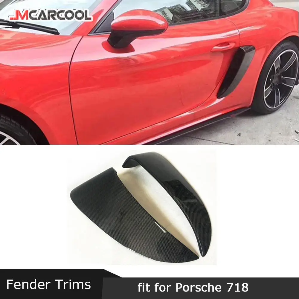 For Porsche 718 Cayman Boxster Base S 2016-2019 Rear Fender Air Vent Trim Covers Carbon Fiber Exterior Cap Sticker Accessorise