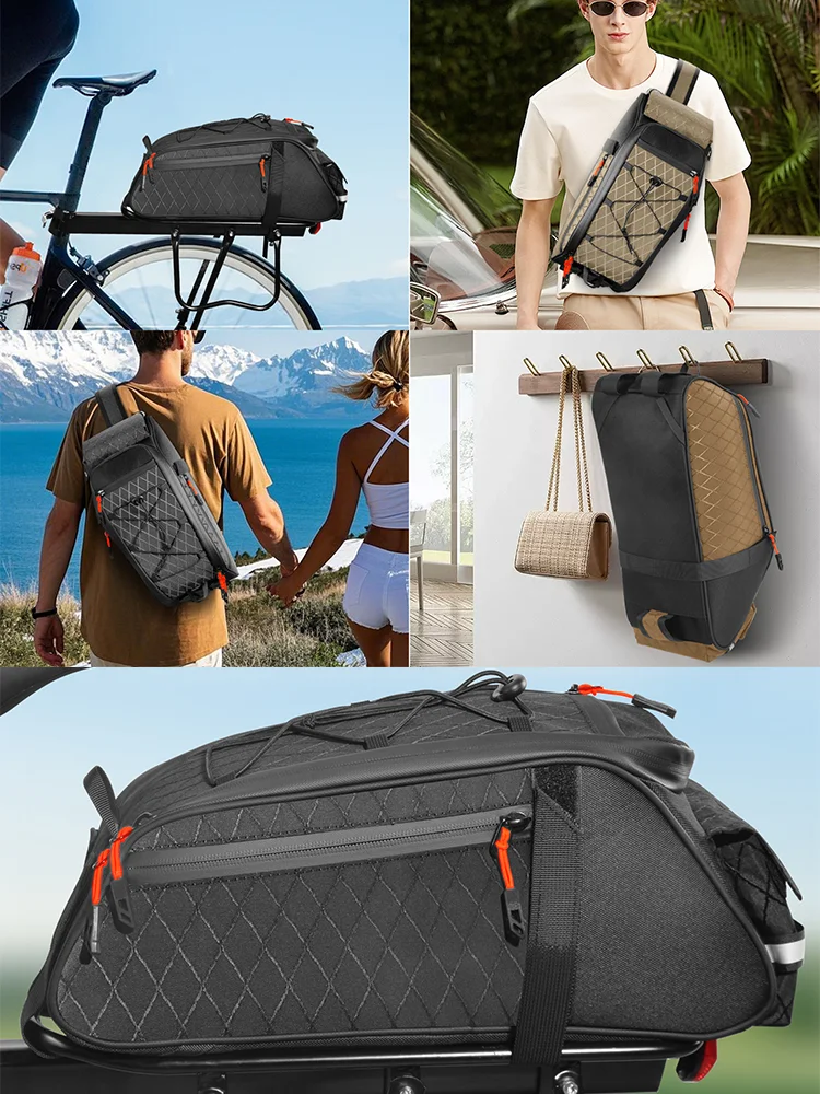 AliExpress NONE New Bike Trunk Bag Upgrade 900D 10L Large Capacity Anti-Tear Multi-Use Quick Install fixing Commuting outdoor Bicycle Accessory