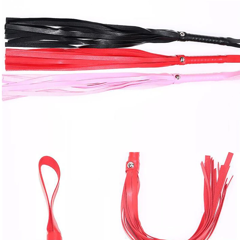 High Quality Pu Leather Pimp Whip Racing Riding Crop Party Flogger Hand Cuffs Queen Black Horse Riding Whip