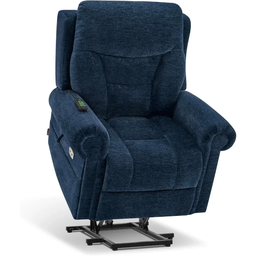 

Dual Motor Power Lift Recliner Chair with Dual Heating and Massage, Rolled Arms, Adjustable Headrest for Elderly People