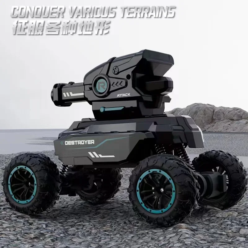 Destroyer 2.4g Electric Remote Control Tank Water Bullet Shooting All Terrain Climbing Off Road Vehicle Toy For Boys Kids