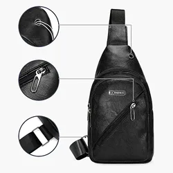 Bolso de pecho de PU para hombre, bolsa de hombro de gran capacidad, impermeable, informal, a la moda, para exteriores, gran oferta, 2023