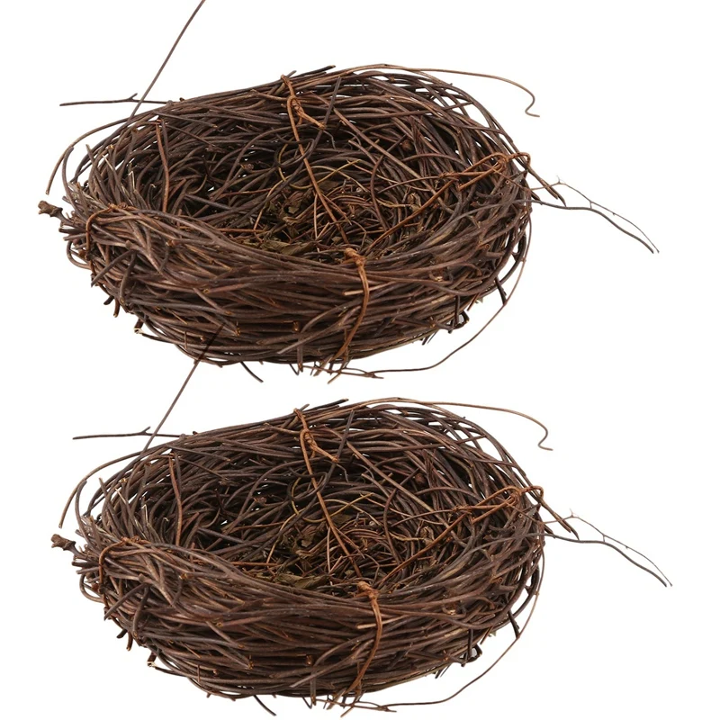 2X Handmade Vine Twig Bird Nest Home Nature Craft Holiday For Photo Garden Decor