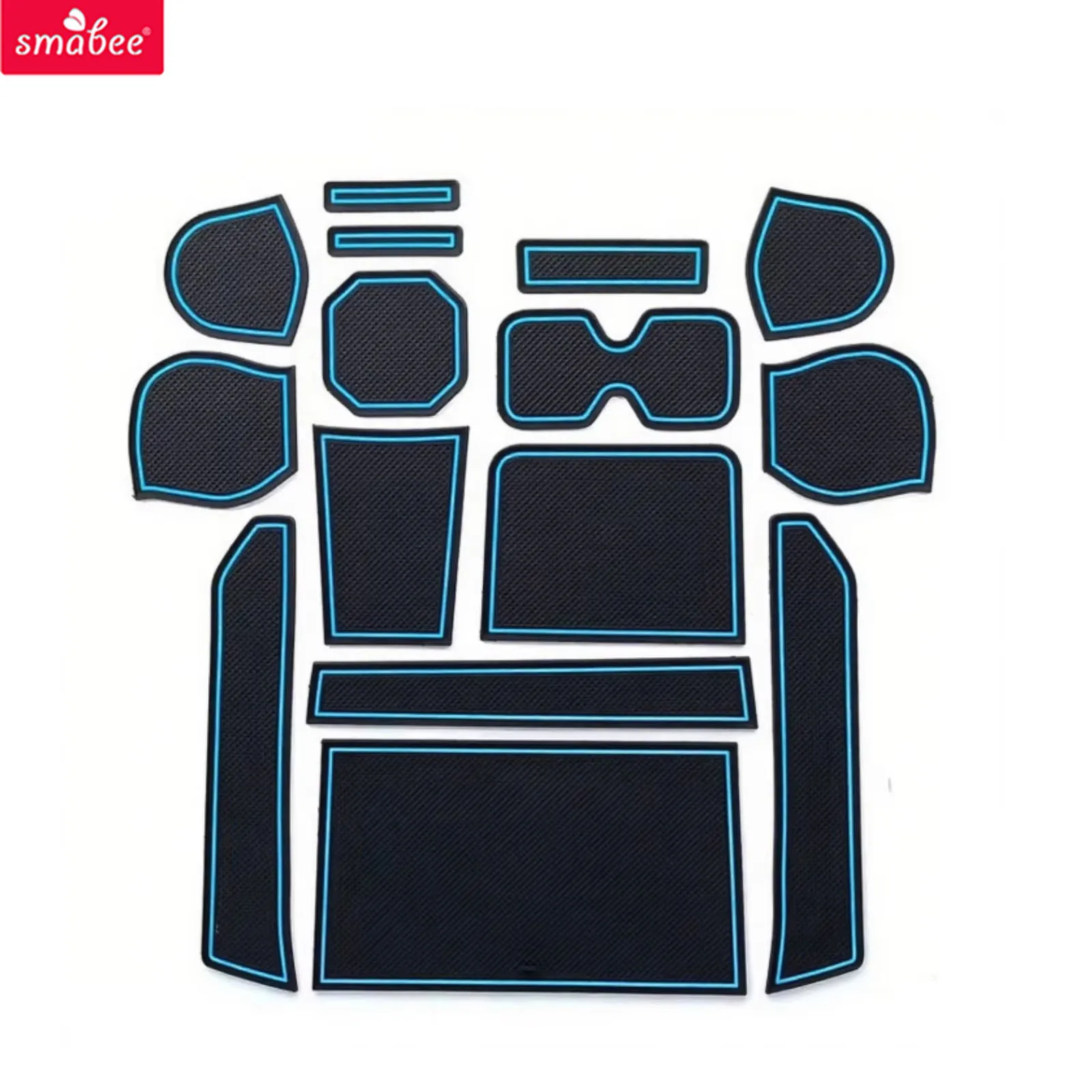 Smabee for Suzuki IGNIS Non-Slip Gate Slot Mat Door Groove Cup Holder Pad Rubber Coaster Car Interior Accessories Blue