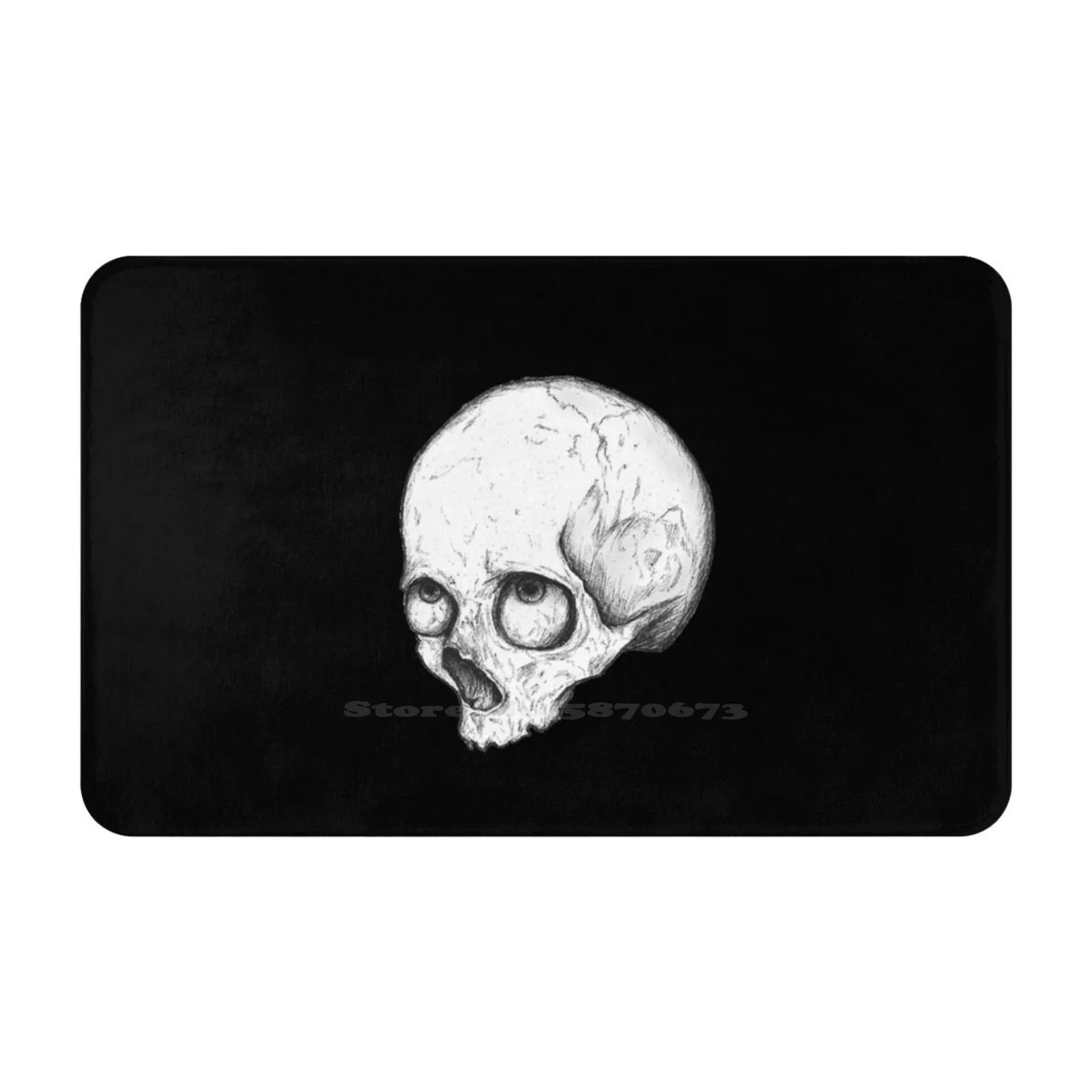 Eye-Rolling Skull Soft Cushion Car Home Carpet Door Mat Skull Eye Rolling Facewithrollingeyes