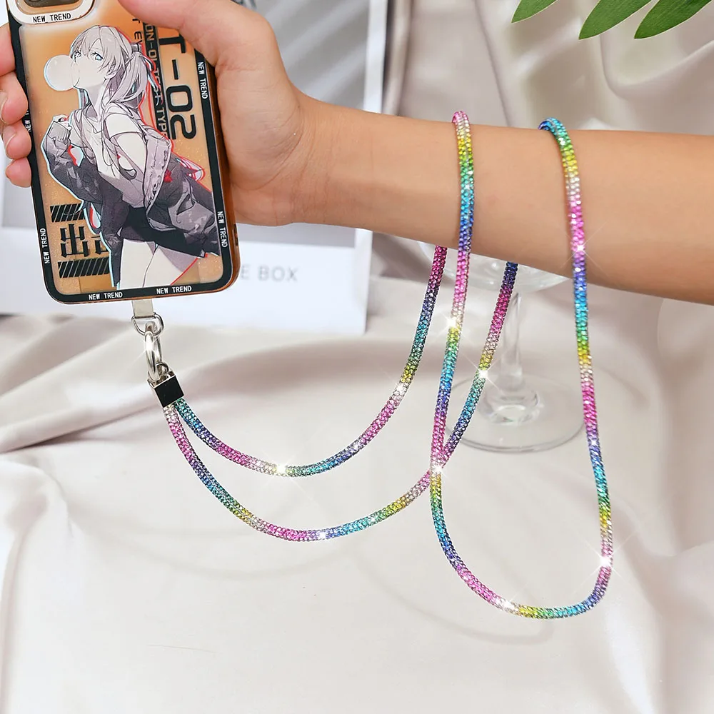 Fashionable and Colorful Mobile Phone Lanyard Gorgeous and Shiny Diamond Lanyard Colorful Mobile Phone Crossbody Lanyard