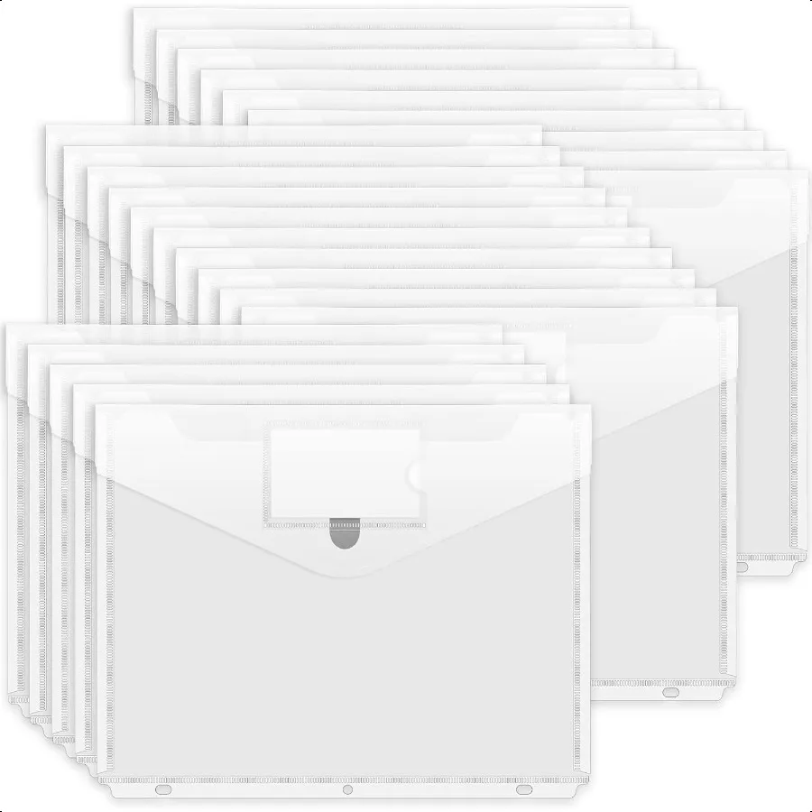 

Binder Pocket 24 Pack er Heavyweight Poly Binder Pocket with Tight Closure Binder Folders Side Loading 3 Ring Binder Pocket Bin