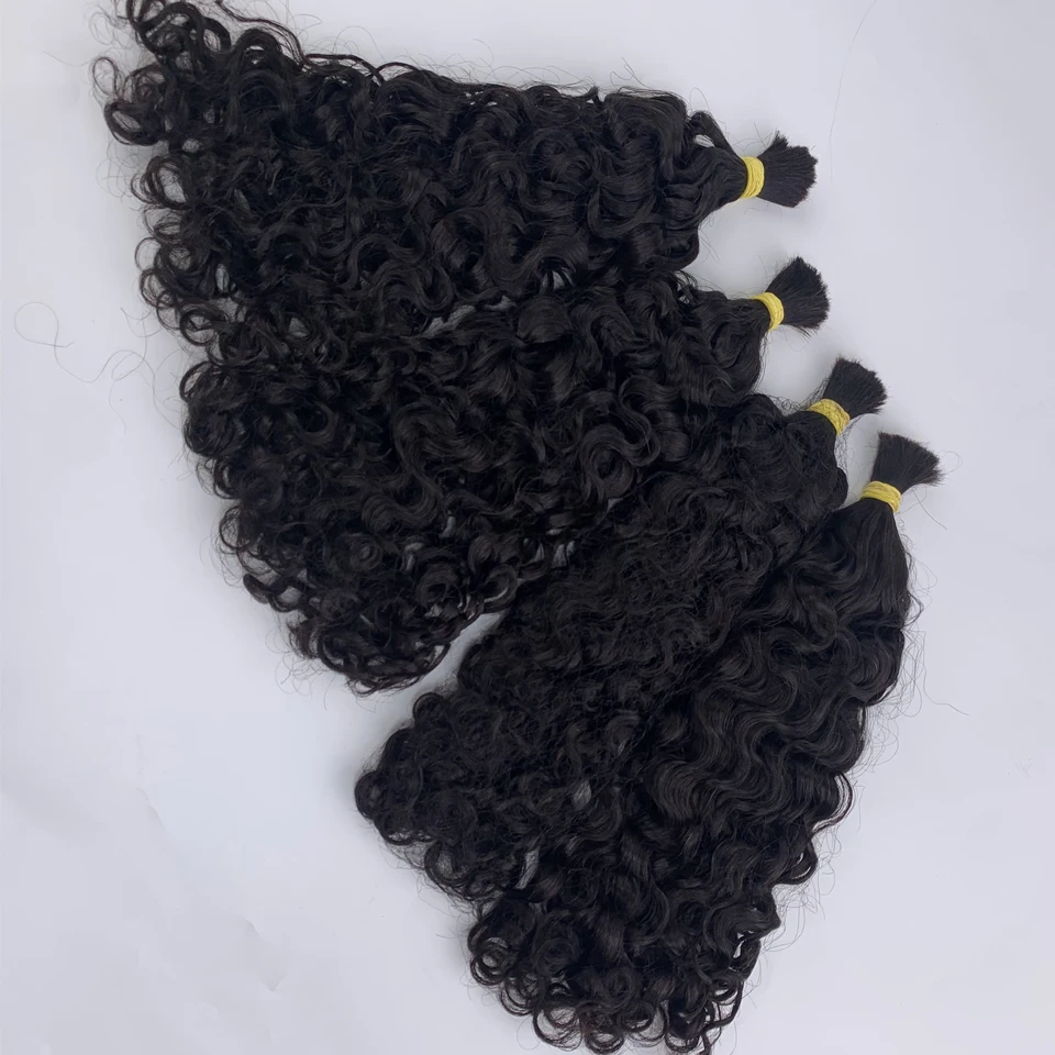 Italian Curly Bulk Human Hair Bundle No Weft for Braiding 100% Unprocessed Human Virgin Hair 12A Water Wave Wet Wavy Hair