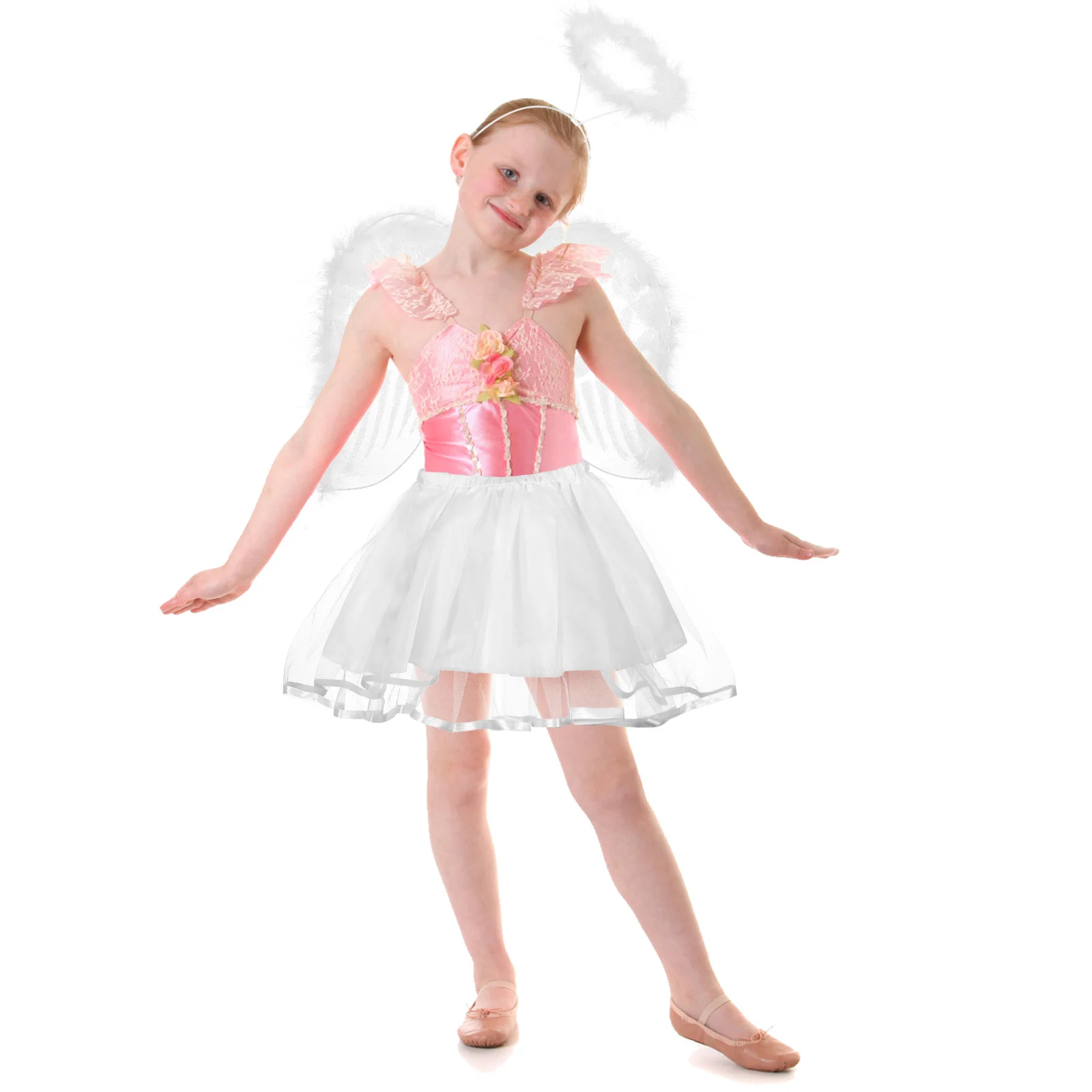 

4pcs Tutu Skirt Set Fairy Costume For Girls Angel Wing Headband Wand Outfit Party Cosplay Gift Princess Dress Ensemble Role Play