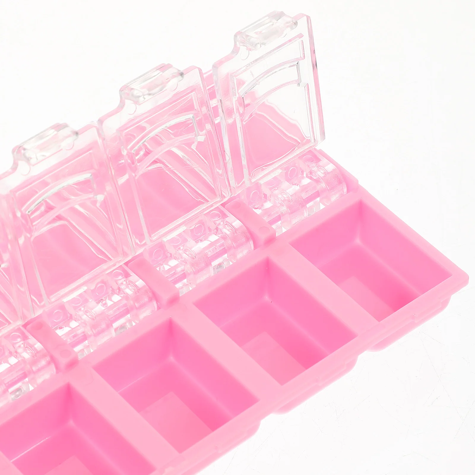 

4Pcs Nail Art Supply Organizer 12 Compartments Clear Plastic Storage Case Nail Supply Holder Removable Lid Display Box for False