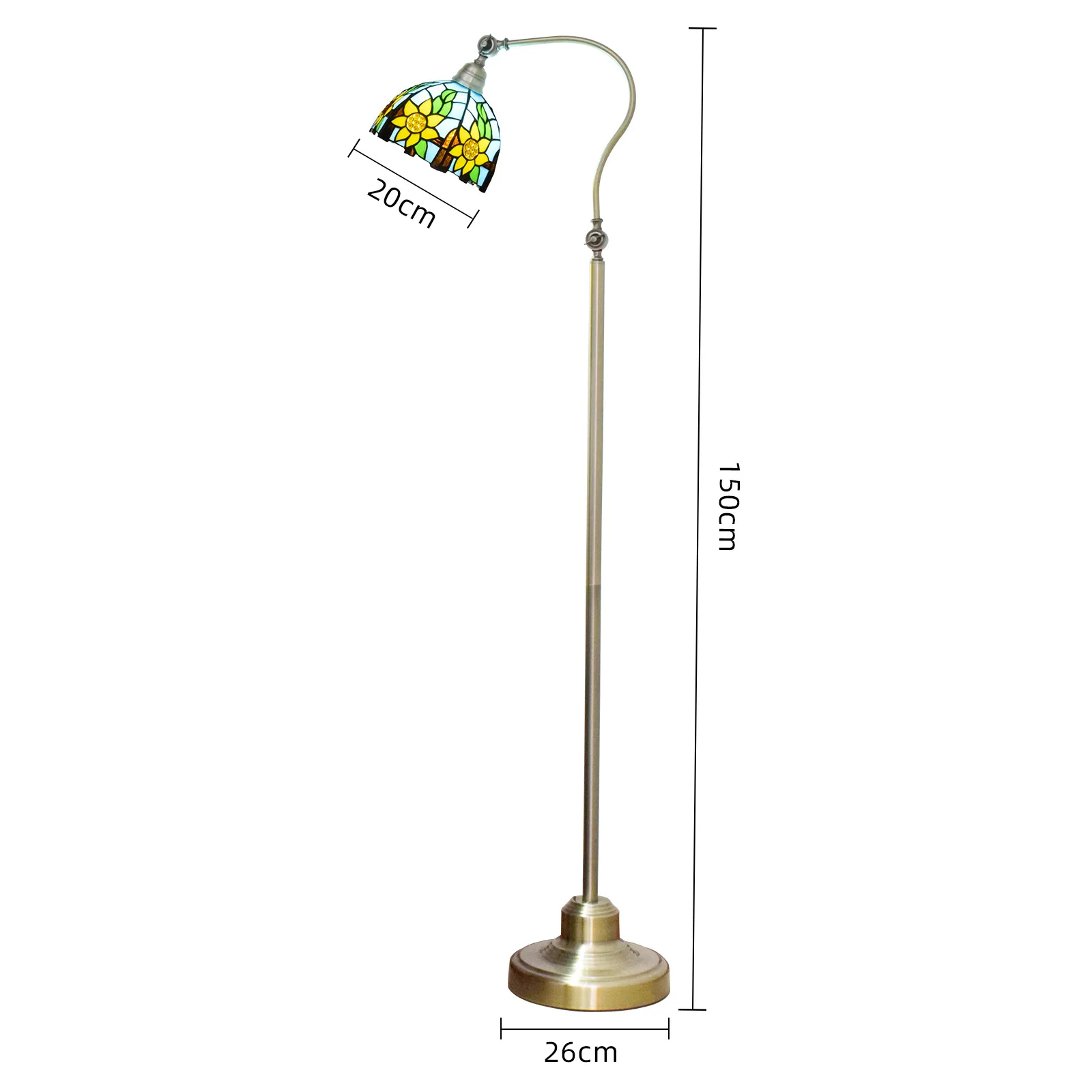 Tiffany Stained Glass Floor Lamp Decor Bedroom Living Room Home Rural Sunflower Arch Lamp Adjustable Standing Reading Lamp