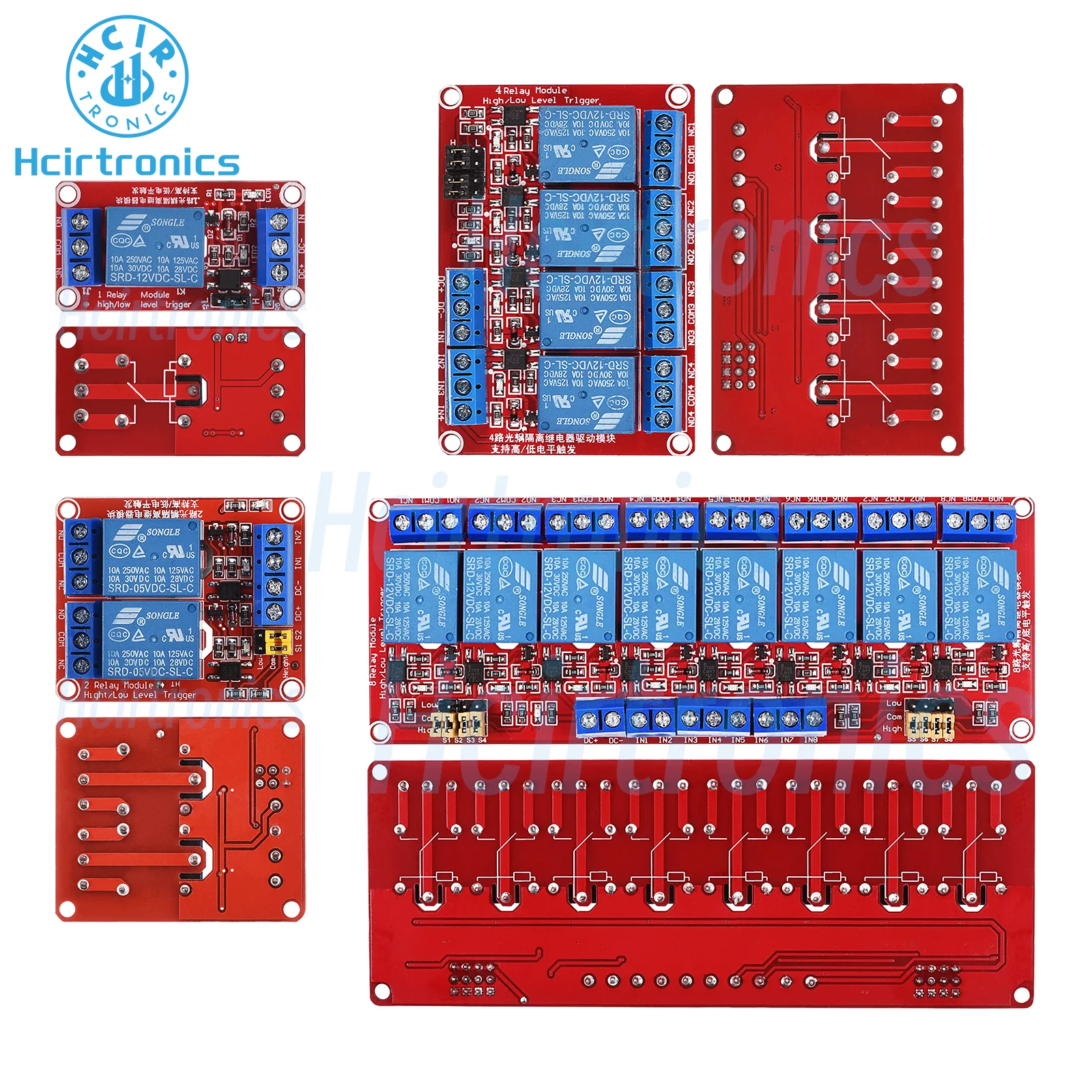 High and Low Level Trigger Relay Module 1/2/4/8 Channel 5V 12V 24V with Optocoupler Support Board Shield