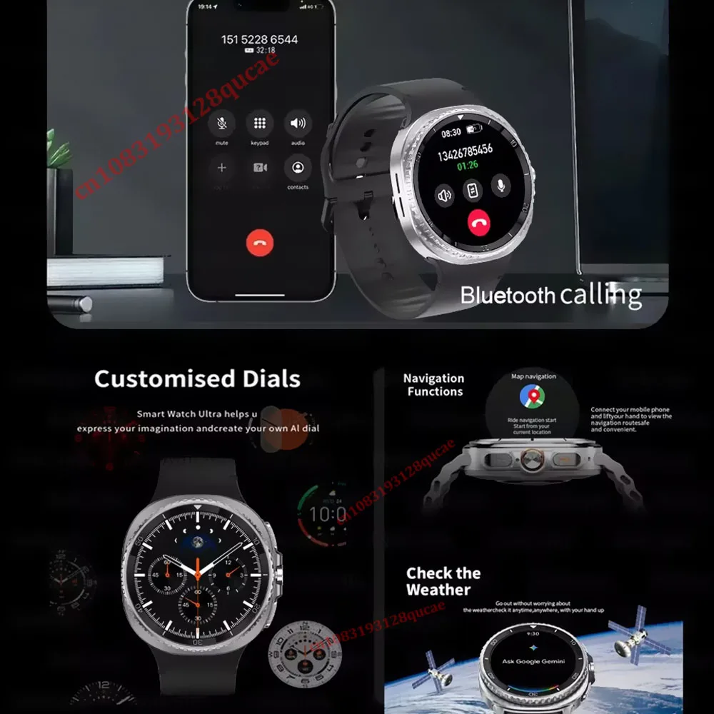 Watch 8 Smart Watch Men 100+ Sports Mode GPS NFC Waterproof Watch with AMOELD HD Screen IP68 Waterproof Smart Watches 2025 New