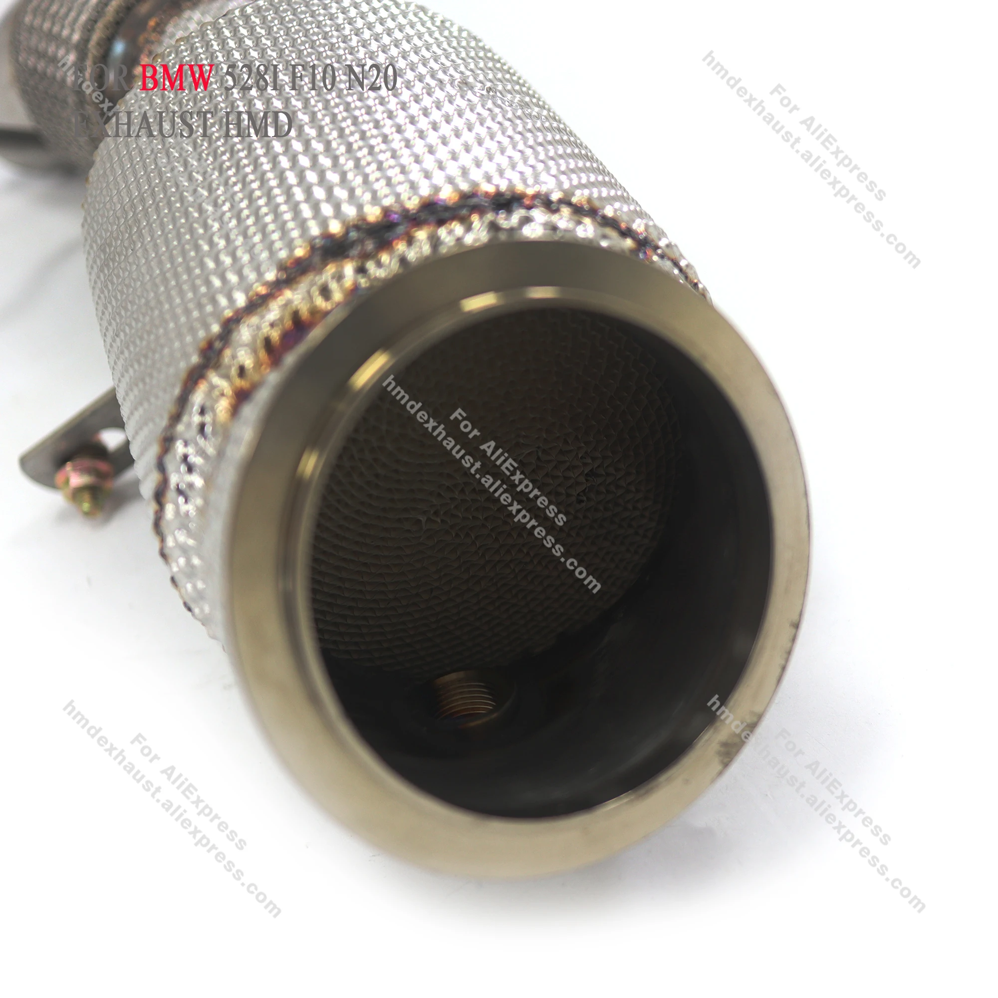 HMD رائجة البيع أنبوب السفلي المحفف لسيارات BMW 528I F10 N20 أنبوب عادم أداء الفولاذ المقاوم للصدأ مع درع الحرارة