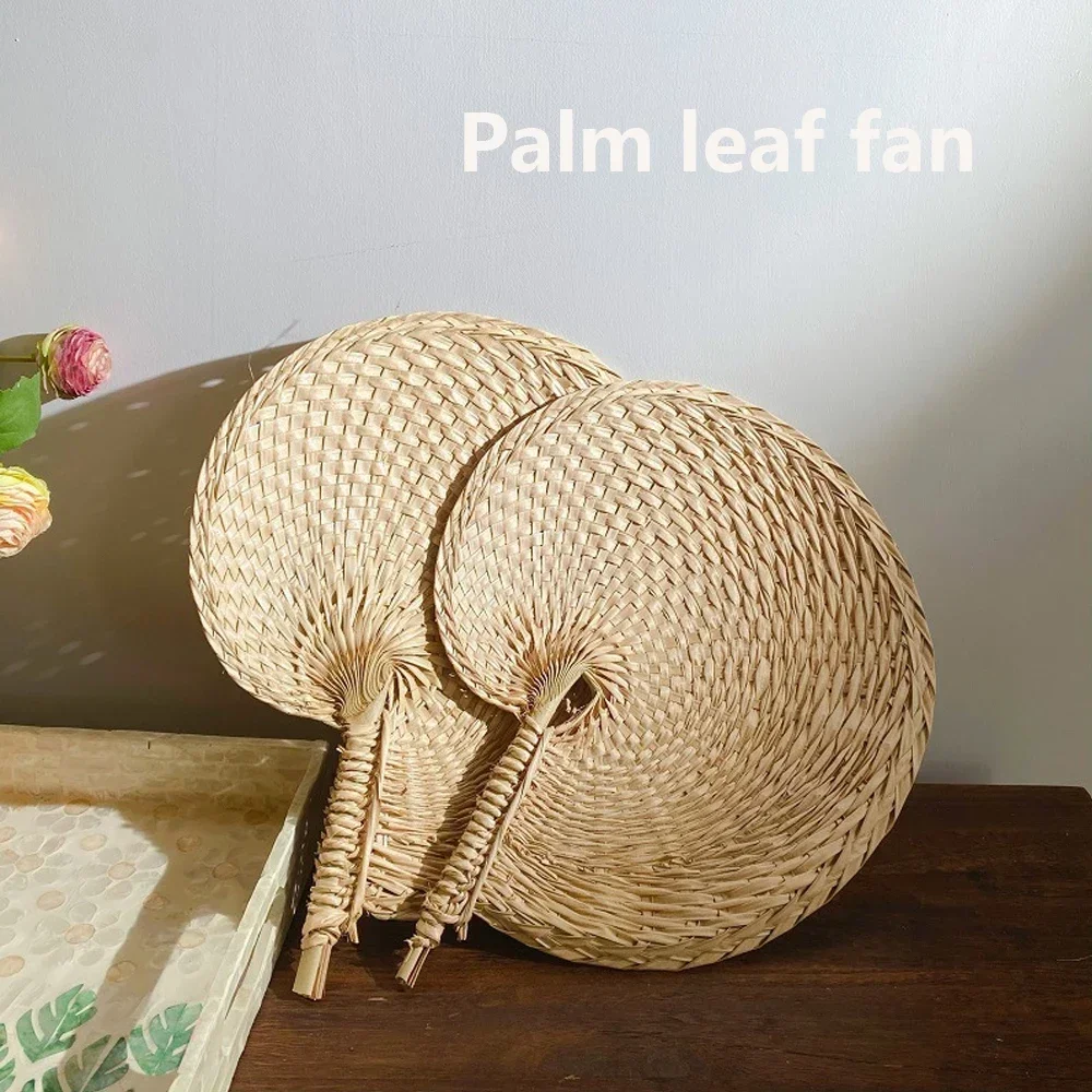 1/10PCS Hand Fans Hand Made Fan Rattan Decoration For Wedding Natural Palm Leaf Woven Fans Wall Art Decor Farmhouse Ornaments