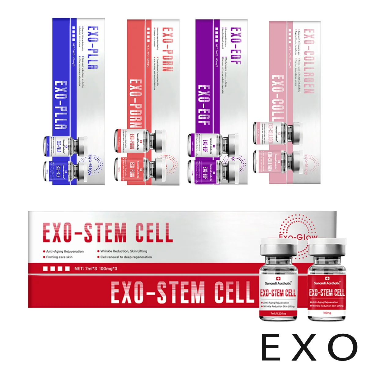 EXO توهج الزجاج الجلد توهج جوهر العناية ببشرة الوجه يوفر الرطوبة تحت الجلد العميق 7 مل * 3 100 ملجم * 3 #1