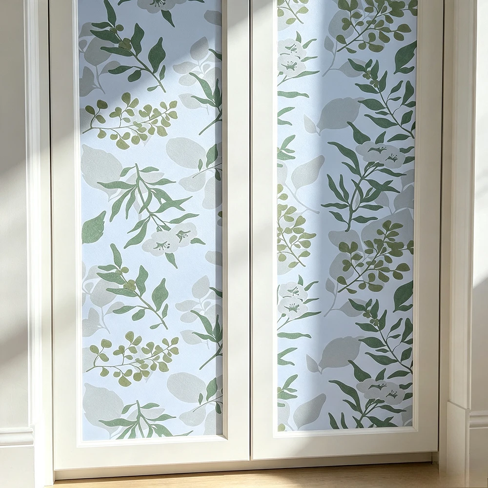 Minimalist Green Leaf Branch Floral Self Adhesive Wallpaper, Removable Botanical Contact Paper for Apartment DIY Home Makeover