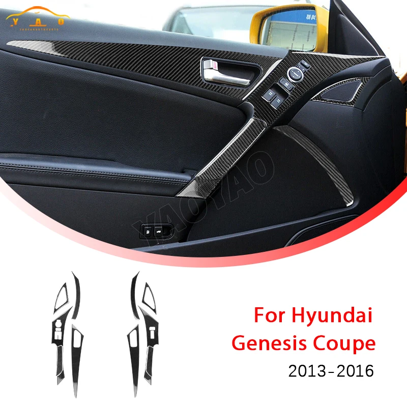 

Car Sticker For Hyundai Genesis Coupe 2013-2016 Carbon Fiber Door Window Lift Handle Inner Door Panel Decoration Interior Cover
