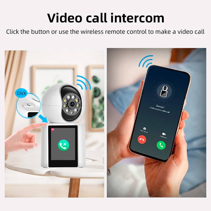 كاميرا KERUI 1080P 2.0MP HD PTZ WIFI IP مكالمات فيديو مع شاشة IPS 2.8 بوصة مراقبة أمن الوطن مراقبة الطفل Icsee