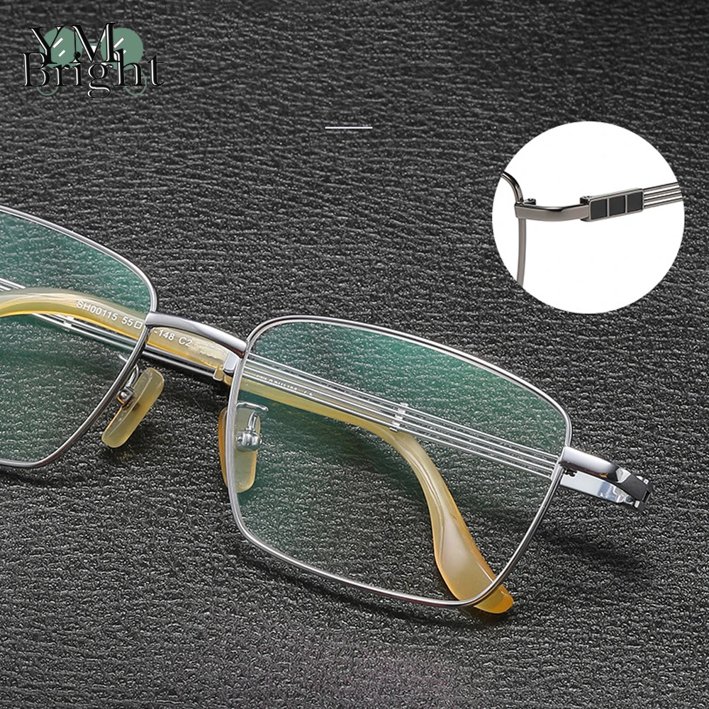 Occhiali da vista con montatura in titanio puro con corno di mucca naturale fatti a mano, occhiali da vista per miopia, occhiali da vista con montatura quadrata da lavoro