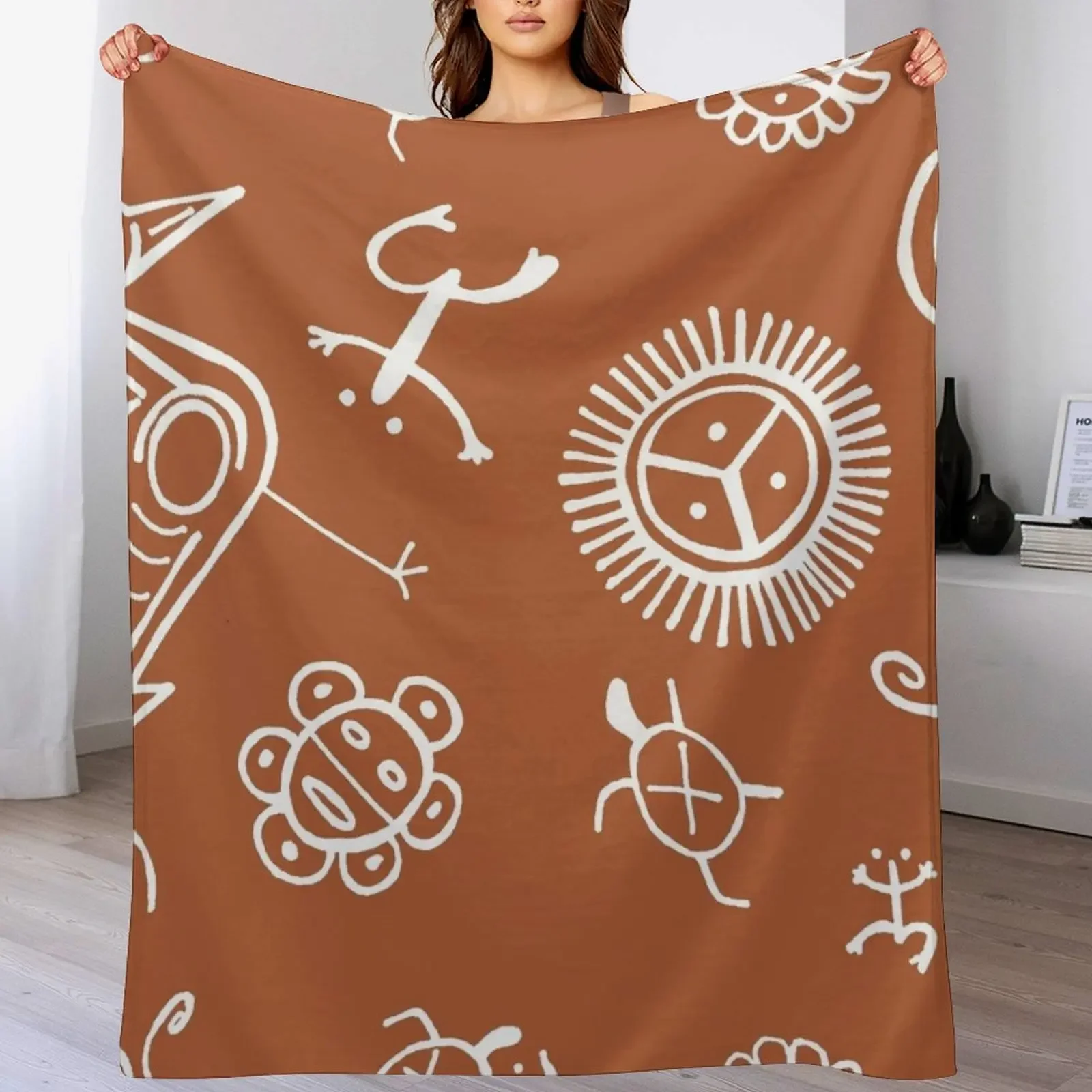

Taino Pattern Throw Blanket Luxurious Soft Fuzzy Blanket for Sofa Bed