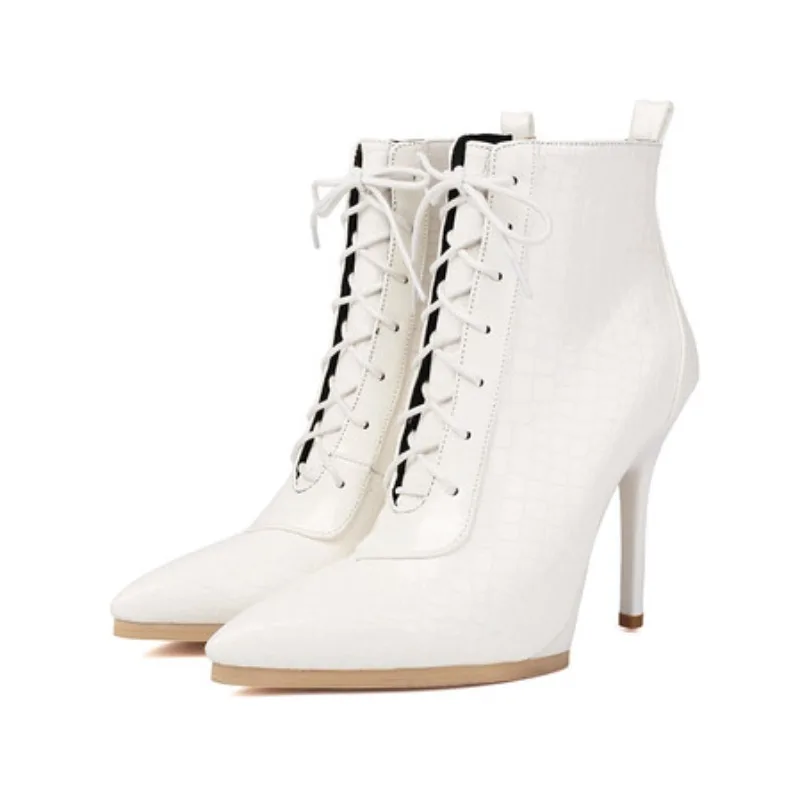 20256 جديد فاخر الإناث حذاء من الجلد أشار تو رقيقة جدا الكعوب 10.5 سنتيمتر الدانتيل يصل موضة يؤرخ حفلة الجوارب القصيرة