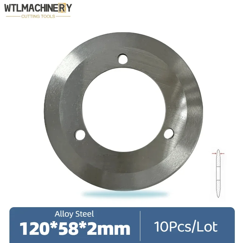 

10 шт., продольные круглые лезвия, двойной фасовый край и держатель, наружный диаметр: 120 мм для нетканых тканей, нетканых материалов, машина для продольной и перемотки