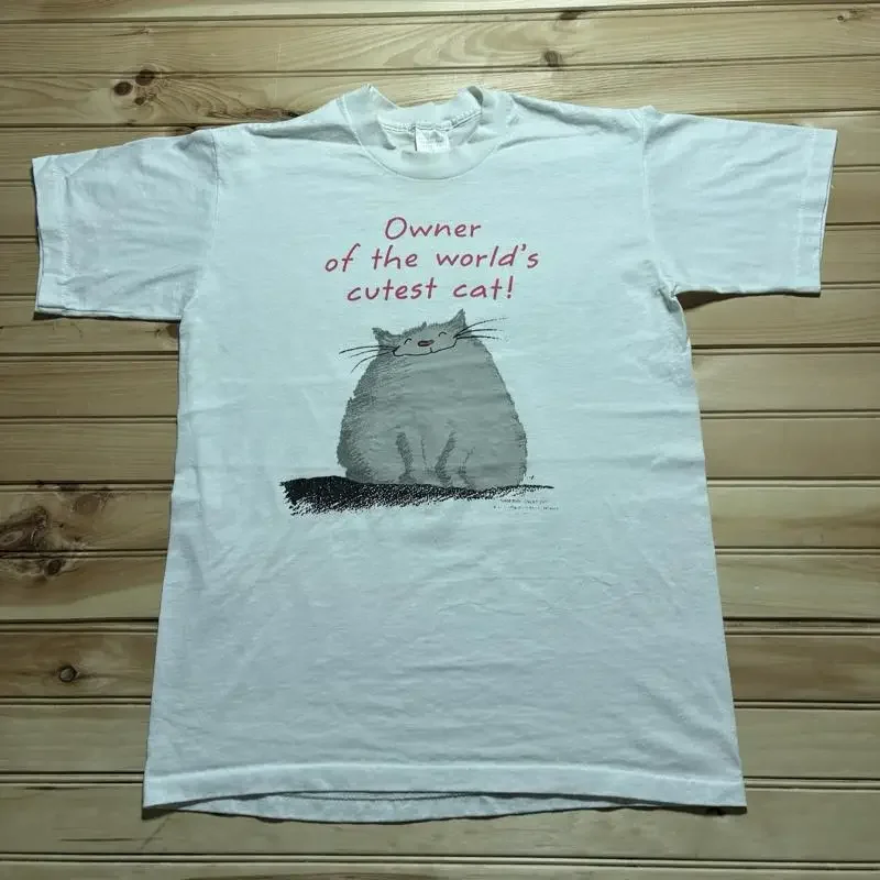 Vintage 90S Owner Of The Worlds Cutest Cat Funny Cartoon T Shirt Large