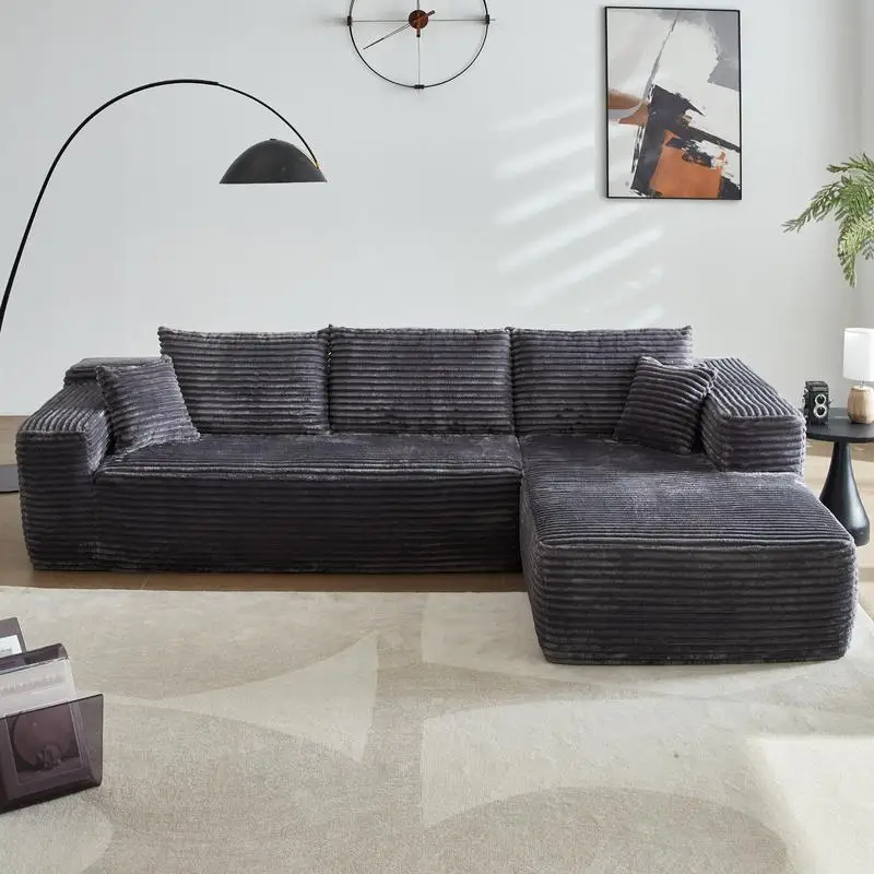 #L Shape Sofa Boneless Couch 3 Seater Compressed  Sofa  Living Room