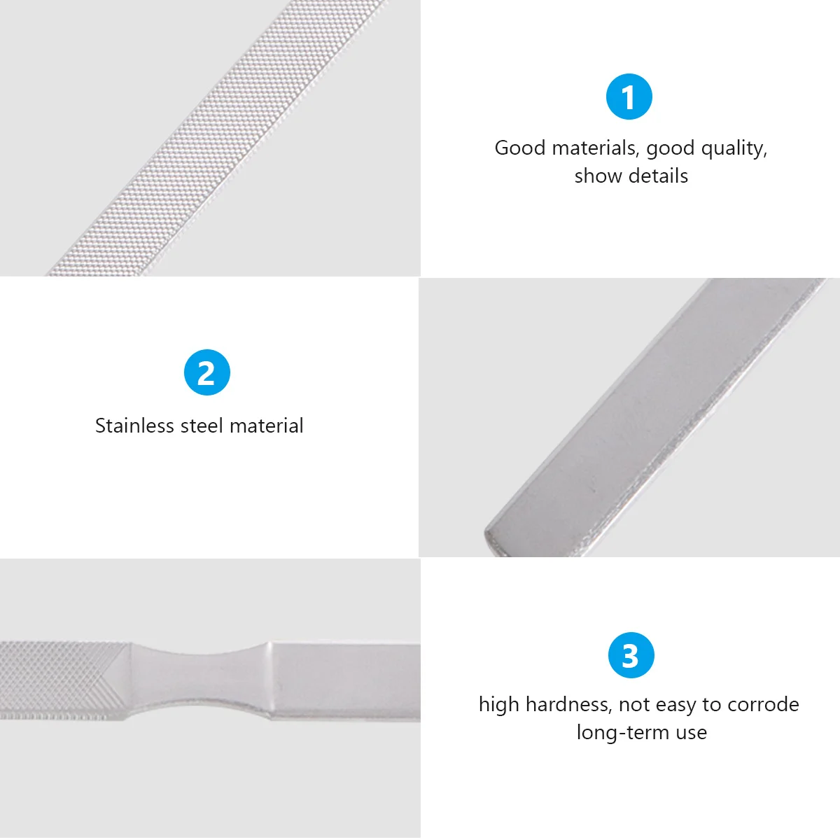 18cm Stainless Steel Nail File Smoother Long Handle Design Professional Manicure Pedicure Tool Durable Easy Grip